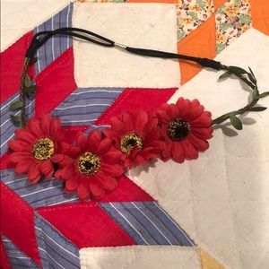 Boho Hippie Floral Elastic Headband or Crown